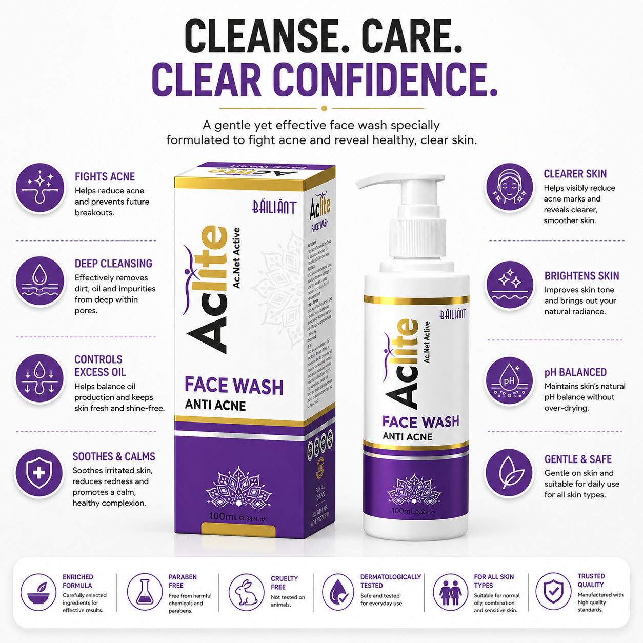 Actif Anti Acne Face Wash 100ml