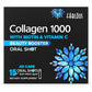 Fablous Collagen 1000 Beauty Booster Oral Shot box containing 15 liquid shots with Biotin and Vitamin C in premium black packaging with blue floral design.