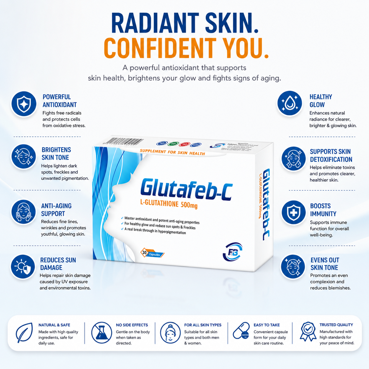 Glutafeb-C L-Glutathione 500mg Tablets