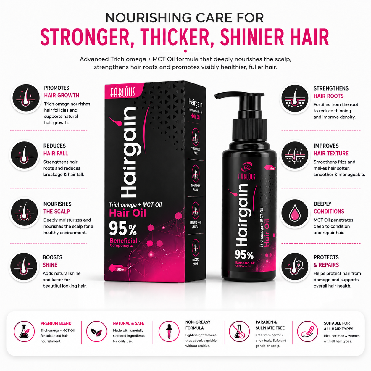 Hairgain Hair Oil 95% Beneficial Components