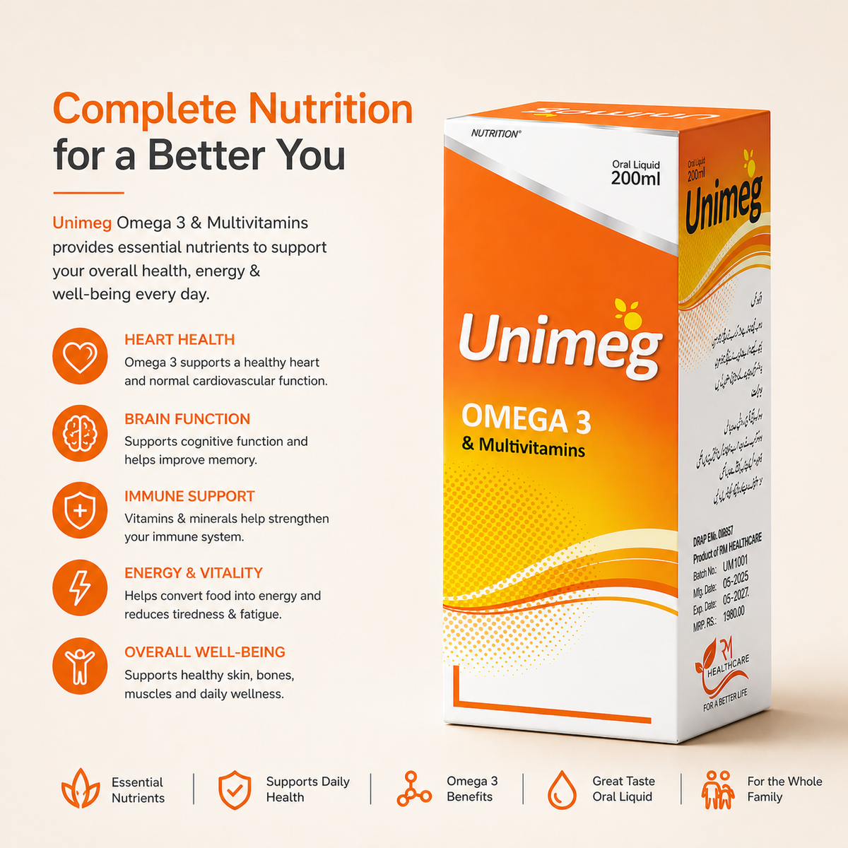 Unimeg Omega 3 and vitamin syrup